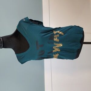 Reebok High Low Athletic Tank Top Oversized XS Forest Green